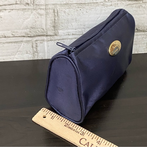 CHRISTIAN DIOR Parfums Navy Satin Cosmetic Case Travel Pouch Bag - Picture 9 of 11